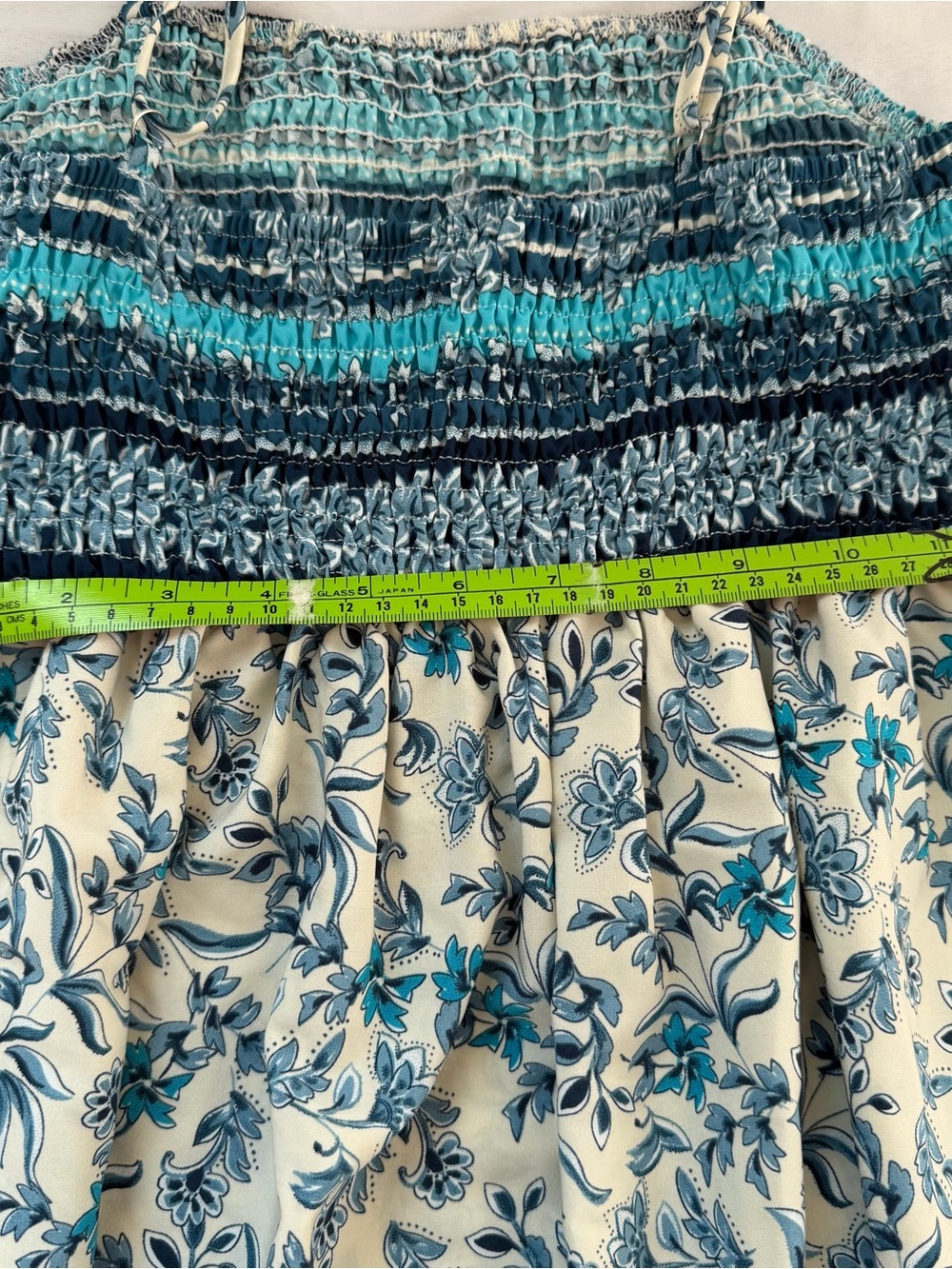 Boho Smocked Maxi Dress Blue Floral Satin Spaghetti Strap Medium Cottagecore - Picture 10 of 11